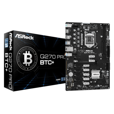 ASRCM039456 ASROCK Q270 PRO BTC+ - MINING ATX - LGA 1151 -  12x PCIE X1