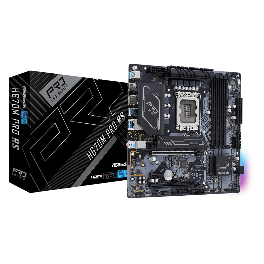 ASRCM039434 ASROCK H670M PRO RS - MATX - LGA 1700 - 4x DDR4 - 2x PCIE X16 - HDMI - DP ASRCM039434 ASROCK H670M PRO RS - MATX - LGA 1700 - 4x DDR4 - 2x PCIE X16 - HDMI - DP