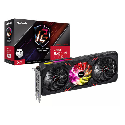 ASRCV042883 ASROCK AMD RX 7600 PHANTOM GAMING 8GB OC - 8Go GDDR6 - 2755MBPS