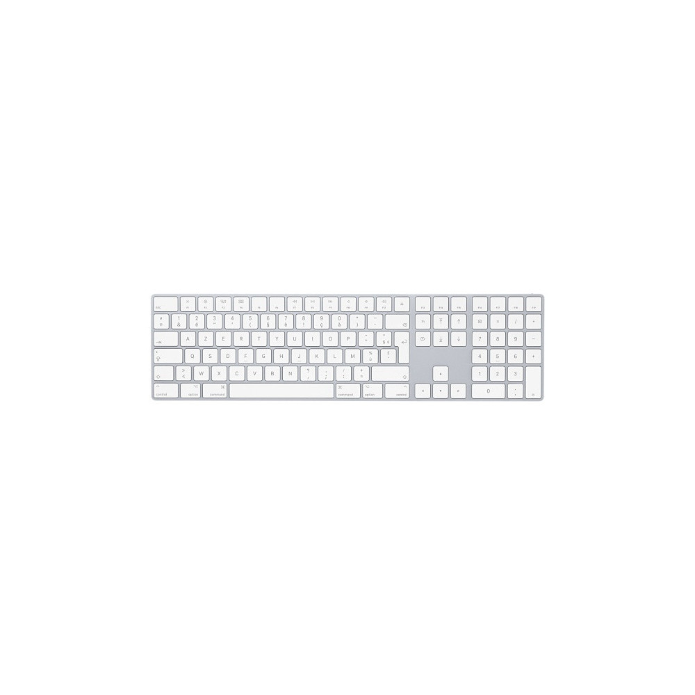 APLCL035256 APPLE Clavier sans fil Bluetooth FR avec pad numérique blanc argenté APLCL035256 APPLE Clavier sans fil Bluetooth FR avec pad numérique blanc argenté
