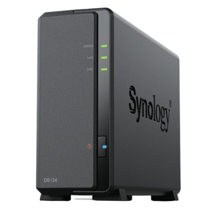 SYNBT042476 DS124 Boîtier NAS pour 1 DD 3.5p 2.5p 1.7GHz QuadlCore 1Go