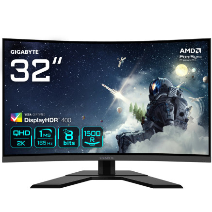 GIGEC040590 GIGABYTE G32QC A - MONITEUR GAMING 32p INCURVE - QHD - 165Hz - 1ms