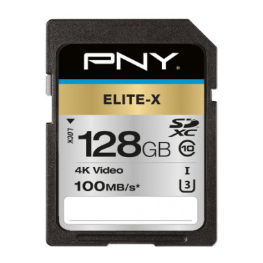 PNYMF039843 PNY ELITE-X SDXC 128Go - CLASS 10 - U3 - V30 - 4K