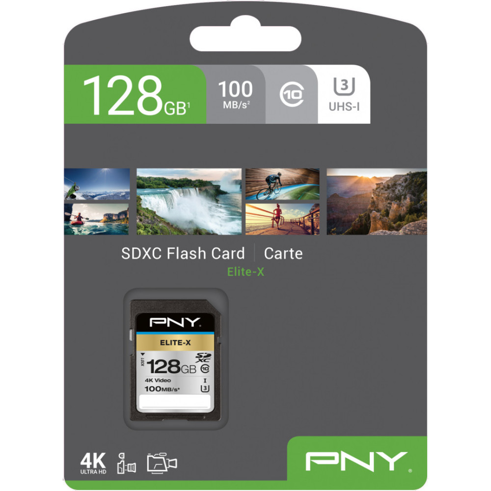 PNYMF039843 PNY ELITE-X SDXC 128Go - CLASS 10 - U3 - V30 - 4K
