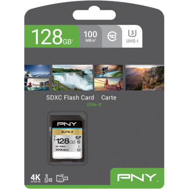 PNYMF039843 PNY ELITE-X SDXC 128Go - CLASS 10 - U3 - V30 - 4K