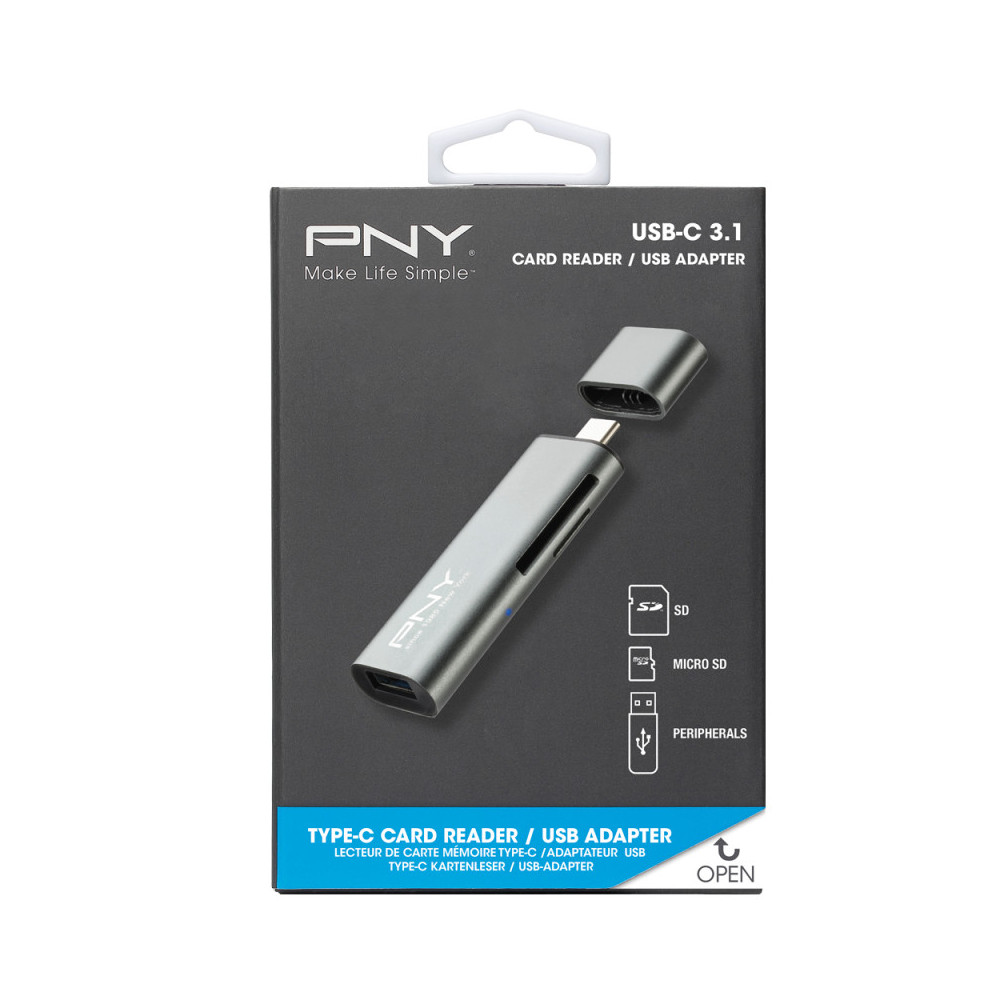 PNYDF040158 PNY LECTEUR CARTE FLASH + USB-C VERS USB