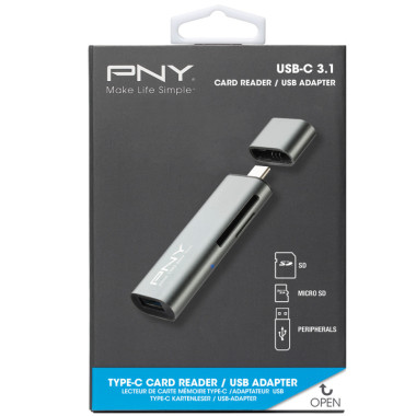 PNYDF040158 PNY LECTEUR CARTE FLASH + USB-C VERS USB