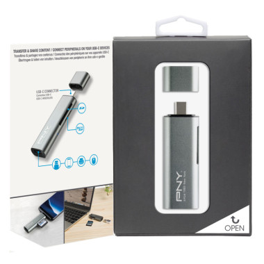 PNYDF040158 PNY LECTEUR CARTE FLASH + USB-C VERS USB