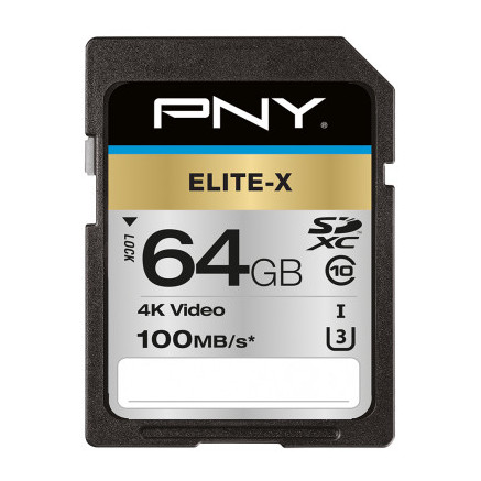 PNYMF039842 PNY ELITE-X SDXC Carte SD 64Go - CLASS 10 - U3 - V30 - 4K