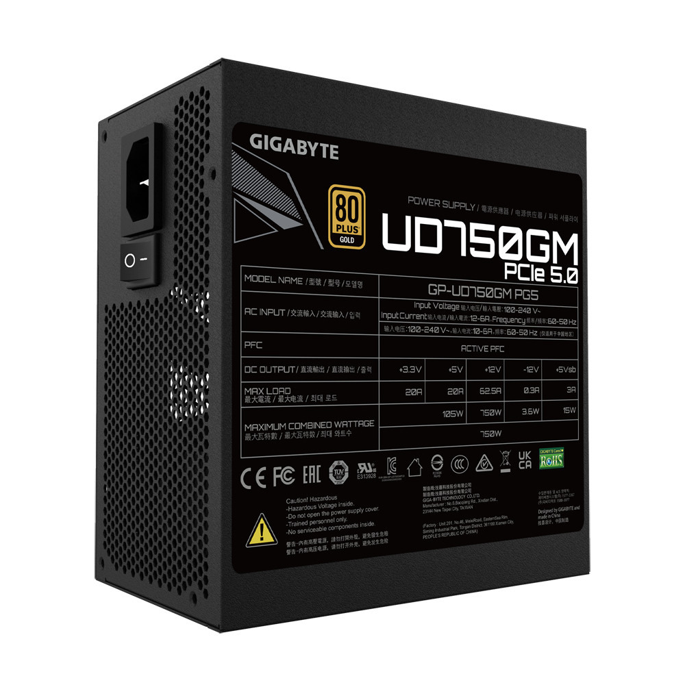 GIGAL043227 GIGABYTE UD750GM PG5 - ALIMENTATION ATX 3.0 - 750W - 80PLUS GOLD - MODULAIRE