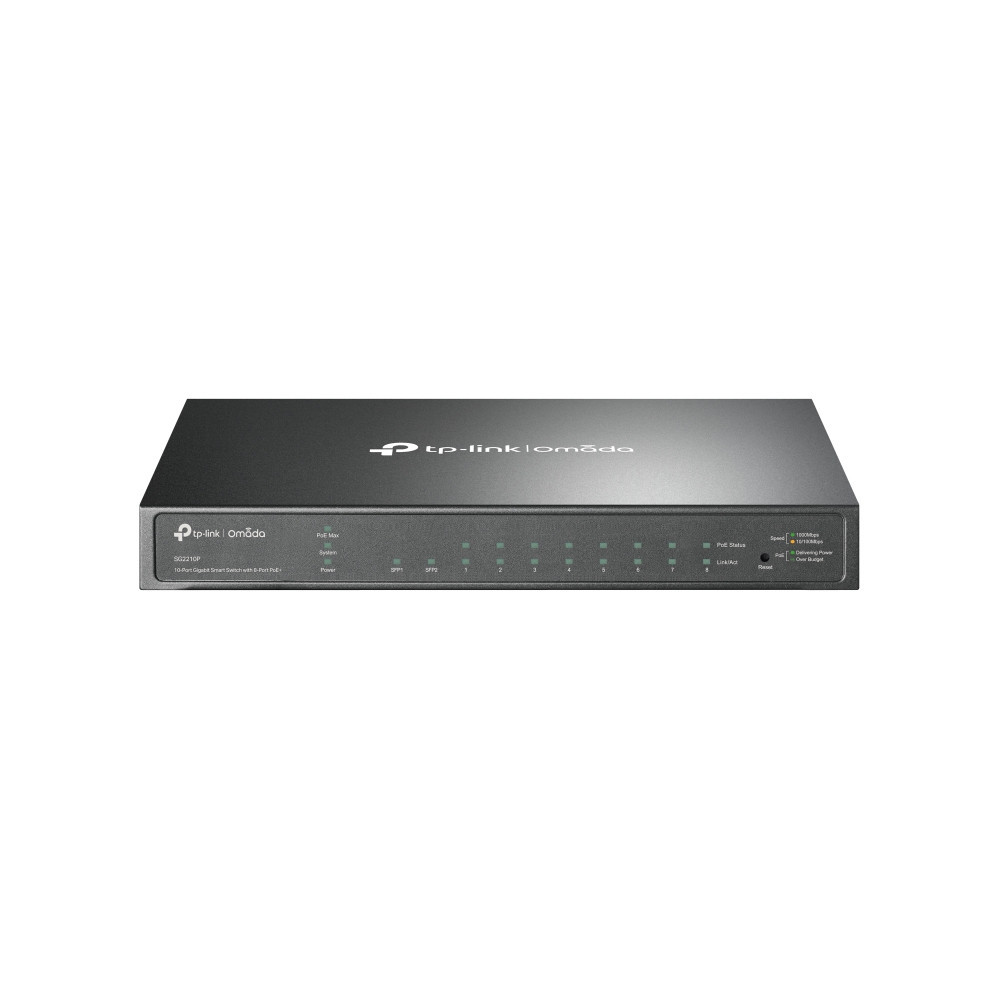 TPLSW027048 TP-LINK Switch Smart Manageable 8 ports 10 100 1000 Mbps PoE+ (Budget 58 W) + 2 logements SFP 1 Gigabit TPLSW027048 TP-LINK Switch Smart Manageable 8 ports 10 100 1000 Mbps PoE+ (Budget 58 W) + 2 logements SFP 1 Gigabit