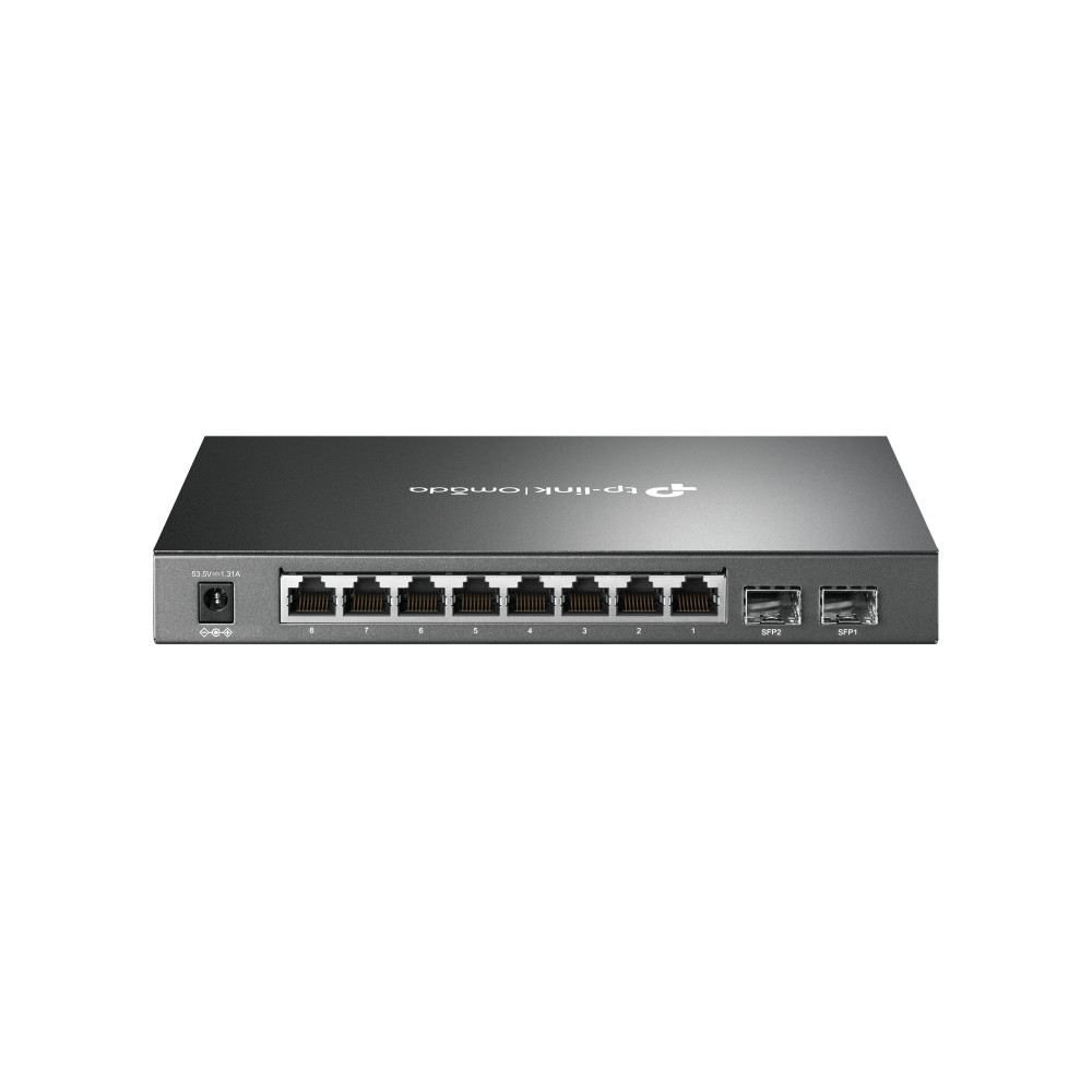TPLSW027048 TP-LINK Switch Smart Manageable 8 ports 10 100 1000 Mbps PoE+ (Budget 58 W) + 2 logements SFP 1 Gigabit