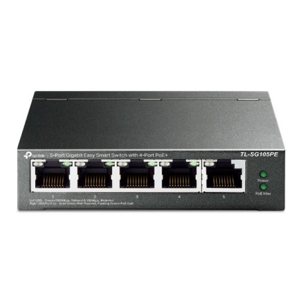 TPLSW039748 TP-LINK Switch Smart Manageable 5 ports 10 100 1000 Mbps dont 4 PoE+ (Budget 65 W)
