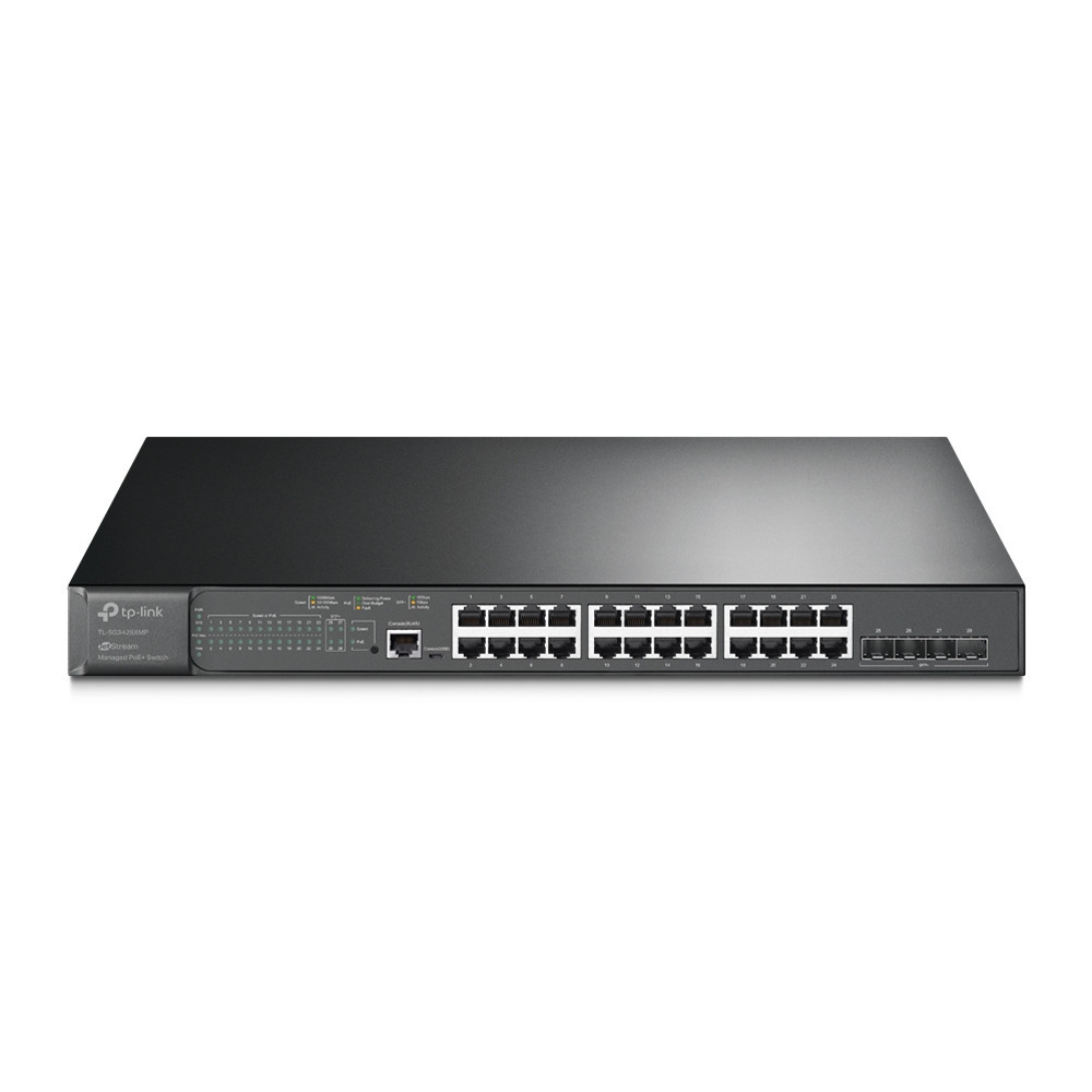 TPLSW039805 TP-LINK Omada Switch 24 ports 10 100 1000 PoE+ (384W) + 4 x 10 Gigabit emplacement SFP+ TPLSW039805 TP-LINK Omada Switch 24 ports 10 100 1000 PoE+ (384W) + 4 x 10 Gigabit emplacement SFP+