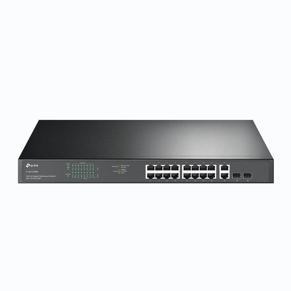 TPLSW040080 TP-LINK Switch 16 ports Gigabit rackable dont 16 PoE+ (Budget 250W) et 2 emplacements SFP Gigabit TPLSW040080 TP-LINK Switch 16 ports Gigabit rackable dont 16 PoE+ (Budget 250W) et 2 emplacements SFP Gigabit