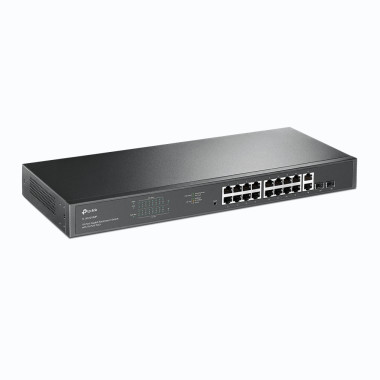 TPLSW040080 TP-LINK Switch 16 ports Gigabit rackable dont 16 PoE+ (Budget 250W) et 2 emplacements SFP Gigabit