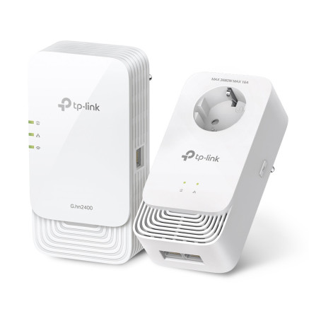 TPLWI043402 TP-LINK Kit de 2 CPL G.hn 2400 avec prise gigogne, Wi-Fi 6 AX1800 - 1 + 2 ports Gigabit