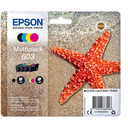 EPSCO039727 Epson série 603 Multipack Noir + 3 couleurs