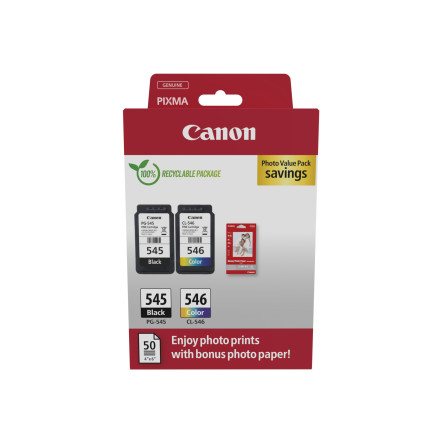 CANCO045189 Pack Cartouches PG-545+CL-546 noir et couleurs + papier photo PVB