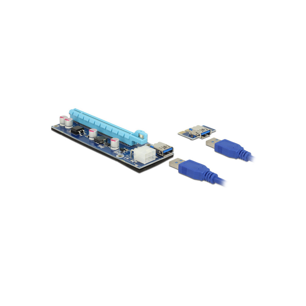 NONCT038820 DELOCK RISER CART PCIEx1 VERS PCIE X16 - PCIE 6-PIN - USB3.0 NONCT038820 DELOCK RISER CART PCIEx1 VERS PCIE X16 - PCIE 6-PIN - USB3.0
