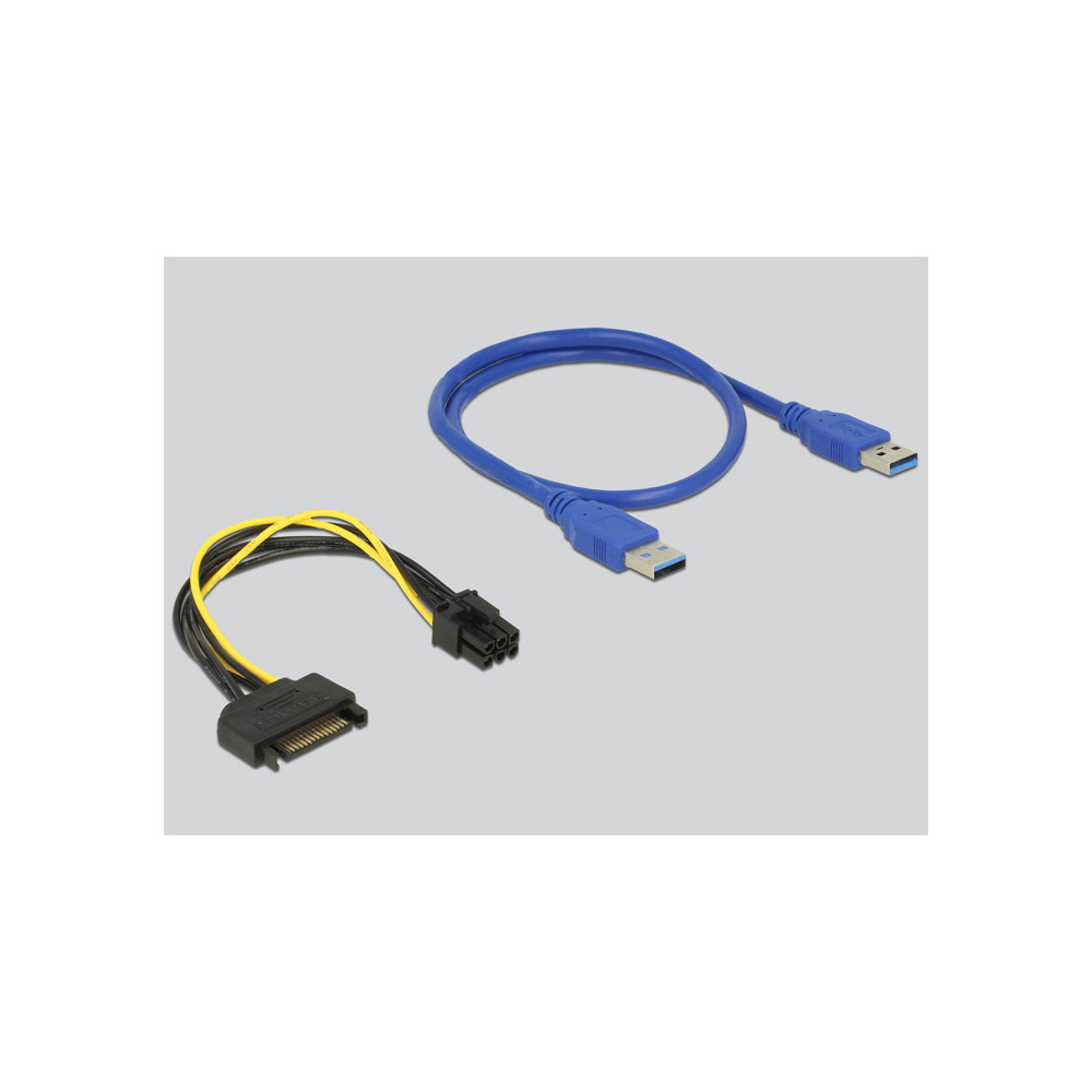 NONCT038820 DELOCK RISER CART PCIEx1 VERS PCIE X16 - PCIE 6-PIN - USB3.0