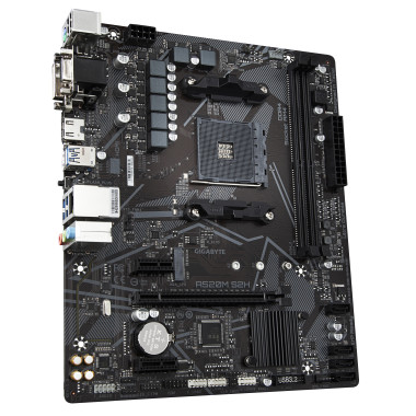 GIGABYTE Carte mère A520M S2H - Prend en charge les processeurs AMD Ryzen série 5000 AM4, VRM numérique pur 4+3 phases, jusqu'à
