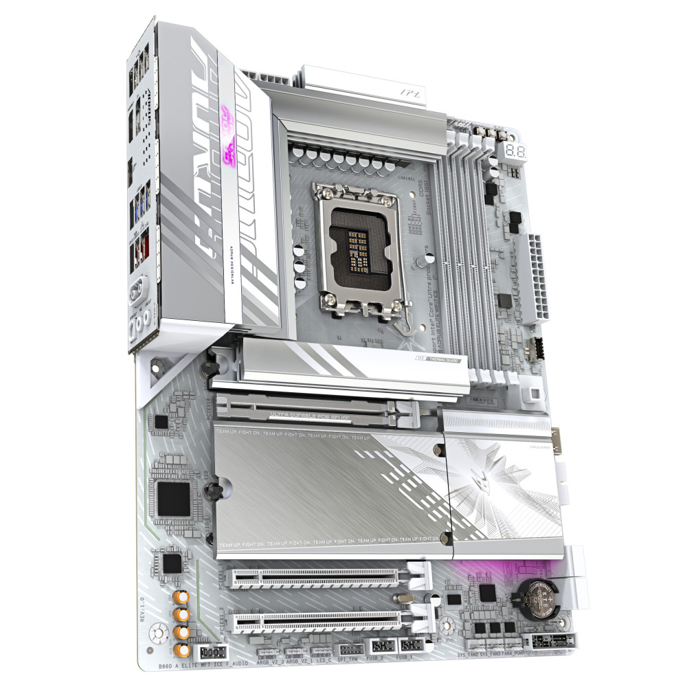 GIGABYTE B860 AORUS ELITE WIFI7 ICE Carte mère - Processeurs Intel Core Ultra, VRM 14+1+2+1 phases, jusqu'à 9200MHz DDR5,