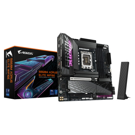 GIGABYTE B860M AORUS ELITE WIFI6E Carte mère - Processeurs Intel Core Ultra, VRM 12+1+2+1 phases, jusqu'à 9200MHz DDR5, 1xPCIe