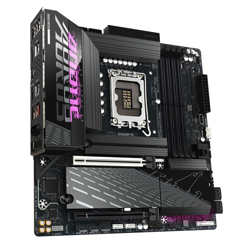 GIGABYTE B860M AORUS ELITE WIFI6E Carte mère - Processeurs Intel Core Ultra, VRM 12+1+2+1 phases, jusqu'à 9200MHz DDR5, 1xPCIe