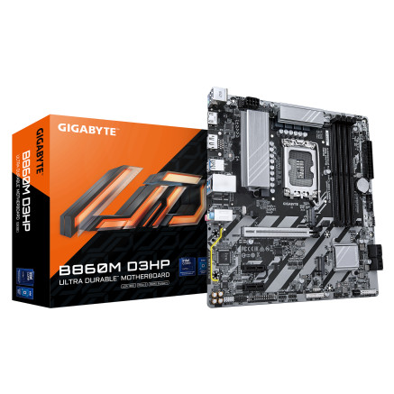 GIGABYTE B860M D3HP Carte mère - Processeurs Intel Core Ultra, VRM 4+1+2+1 phases, jusqu'à 9066MHz DDR5, 2xPCIe 4.0 M.2, LAN