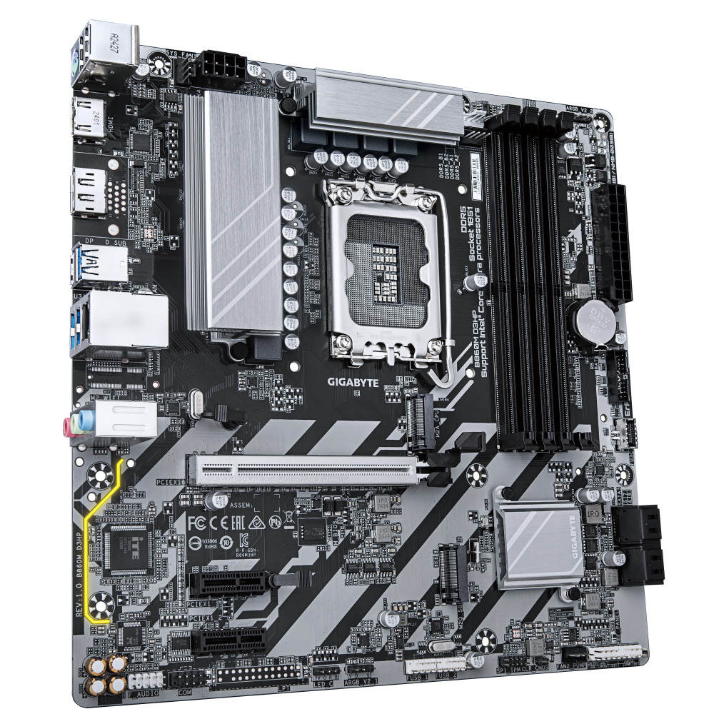 GIGABYTE B860M D3HP Carte mère - Processeurs Intel Core Ultra, VRM 4+1+2+1 phases, jusqu'à 9066MHz DDR5, 2xPCIe 4.0 M.2, LAN