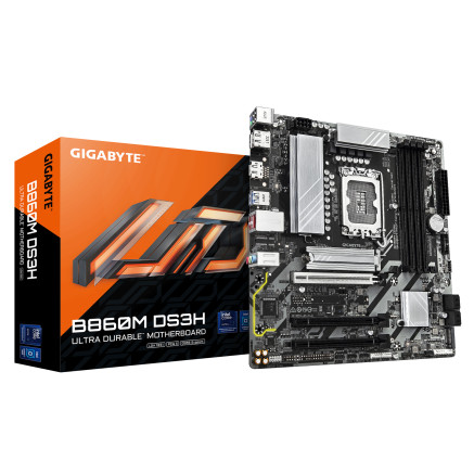GIGABYTE B860M DS3H Carte mère - Processeurs Intel Core Ultra, VRM 5+1+2+1 phases, jusqu'à 9066MHz DDR5, 1xPCIe 5.0 + 1xPCIe