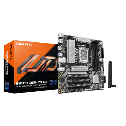 GIGABYTE B860M DS3H WIFI6E Carte mère - Processeurs Intel Core Ultra, VRM 5+1+2+1 phases, jusqu'à 9066MHz DDR5, 1xPCIe 5.0 +