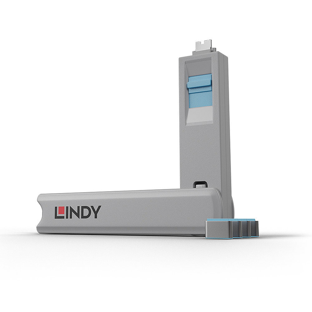 Lindy 40465 bloqueur de port Bloqueur de port + clé USB Type-C Bleu Acrylonitrile-Butadiène-Styrène (ABS) 1 pièce(s) Lindy 40465 bloqueur de port Bloqueur de port + clé USB Type-C Bleu Acrylonitrile-Butadiène-Styrène (ABS) 1 pièce(s)