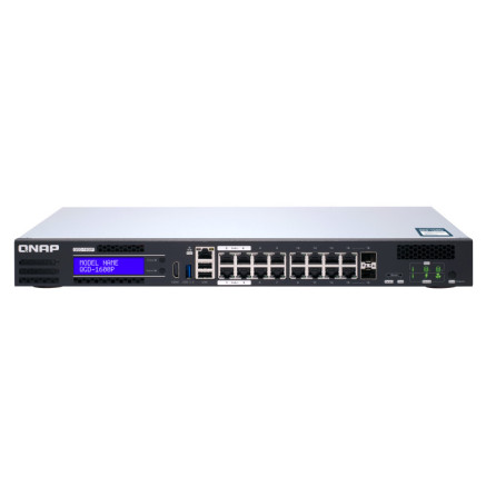 QNAP QGD-1600P Géré Gigabit Ethernet (10 100 1000) Connexion Ethernet, supportant l'alimentation via ce port (PoE) 1U Noir, Gris