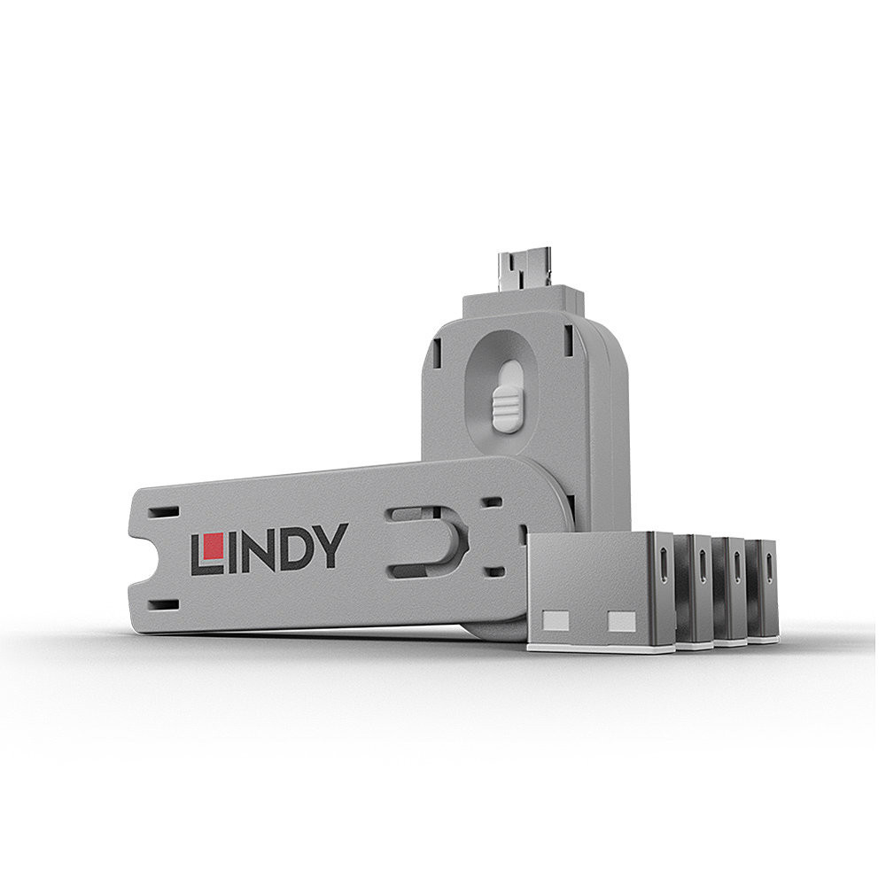 Lindy 40454 bloqueur de port Bloqueur de port + clé USB Type-A Blanc Acrylonitrile-Butadiène-Styrène (ABS) 5 pièce(s) Lindy 40454 bloqueur de port Bloqueur de port + clé USB Type-A Blanc Acrylonitrile-Butadiène-Styrène (ABS) 5 pièce(s)