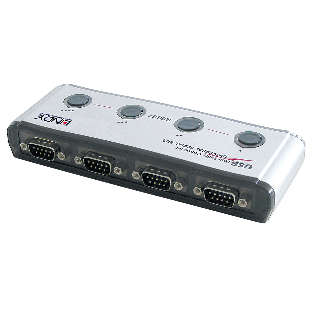 Lindy 42858 convertisseur série, répéteur et isolateur USB 1.1 RS-232 Noir, Argent Lindy 42858 convertisseur série, répéteur et isolateur USB 1.1 RS-232 Noir, Argent