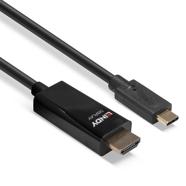 Lindy 43315 câble vidéo et adaptateur 5 m USB Type-C HDMI Type A (Standard) Noir