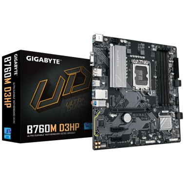 GIGABYTE B760M D3HP Carte Mère - Processeurs Intel Core 14ème Génération, VRM 4+1+1 phases, jusqu'à 5600 MHz DDR5, 2xPCIe 4.0