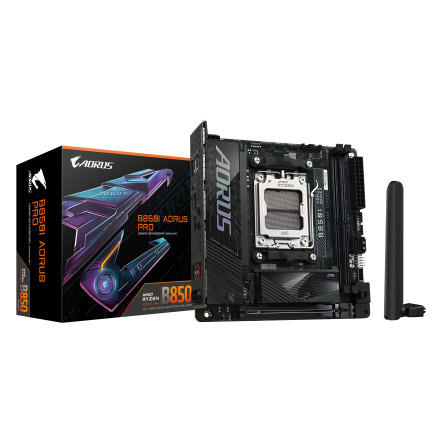 GIGABYTE B850I AORUS PRO Carte Mère - Processeurs AMD Ryzen Série 9000, VRM numérique 8+2+1 phases, jusqu'à 8400MHz DDR5 (OC),