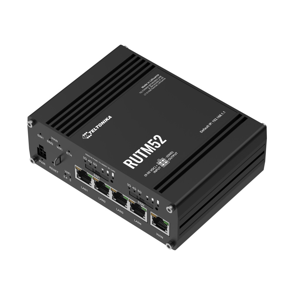 Teltonika RUTM52100000 routeur sans fil Gigabit Ethernet Bi-bande (2,4 GHz   5 GHz) 5G Noir