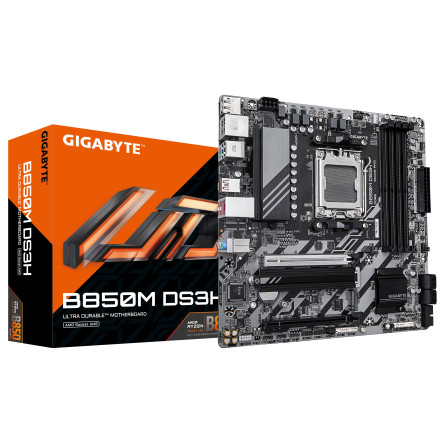 GIGABYTE B850M DS3H Carte Mère - Processeurs AMD Ryzen Série 9000, 16+2+2 phases VRM numériques, jusqu'à 8200MHz DDR5 (OC),