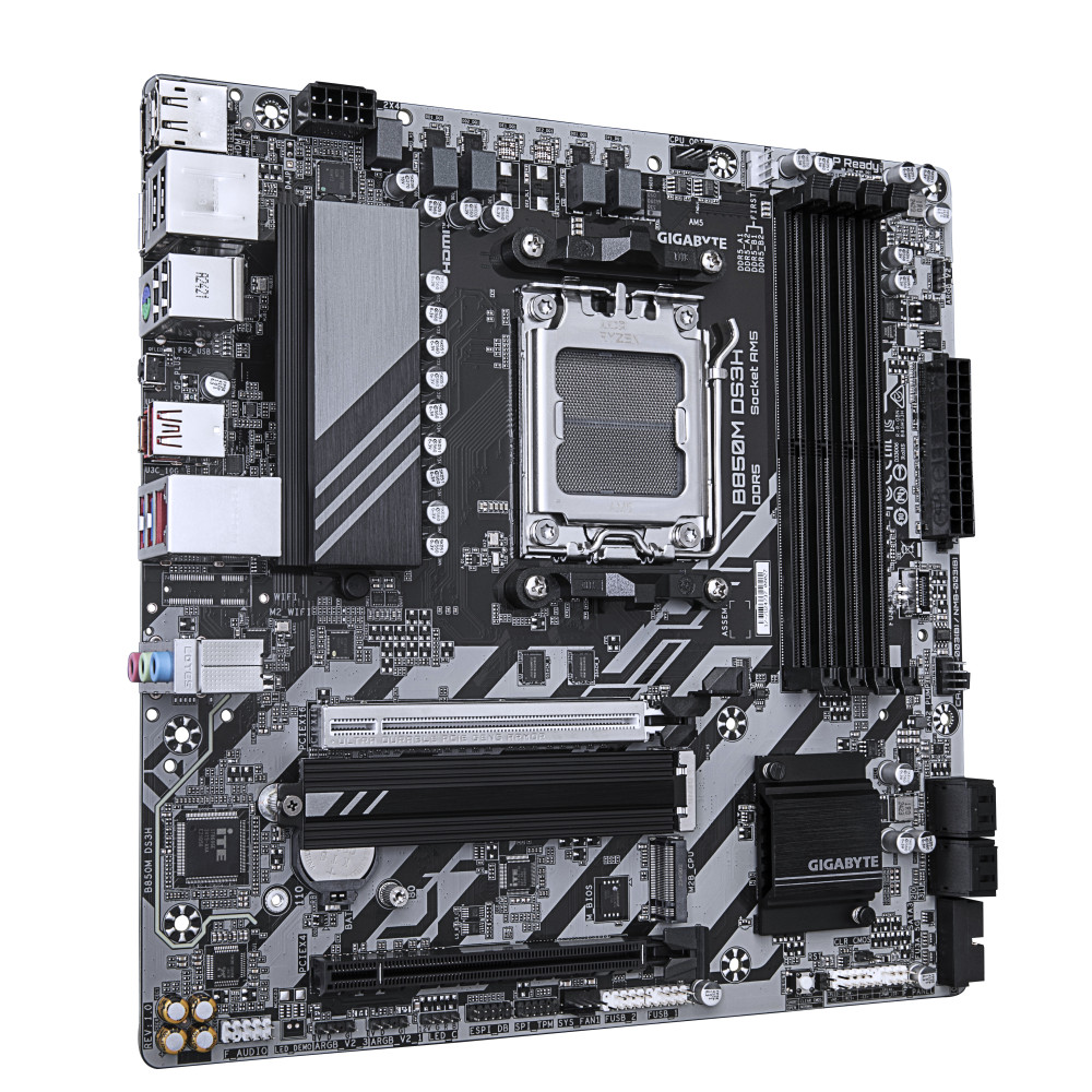 GIGABYTE B850M DS3H Carte Mère - Processeurs AMD Ryzen Série 9000, 16+2+2 phases VRM numériques, jusqu'à 8200MHz DDR5 (OC),