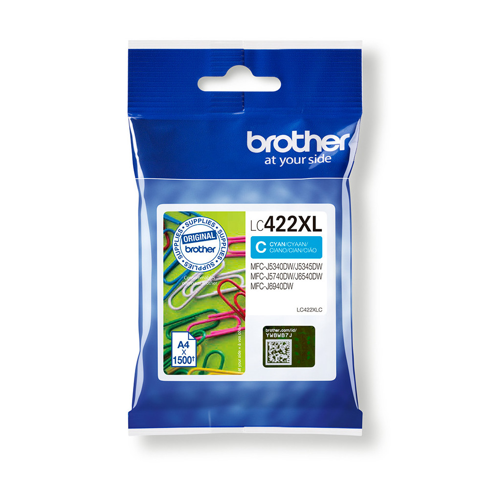 Brother LC422XLC Cartouche d'encre originale - Cyan Brother LC422XLC Cartouche d'encre originale - Cyan