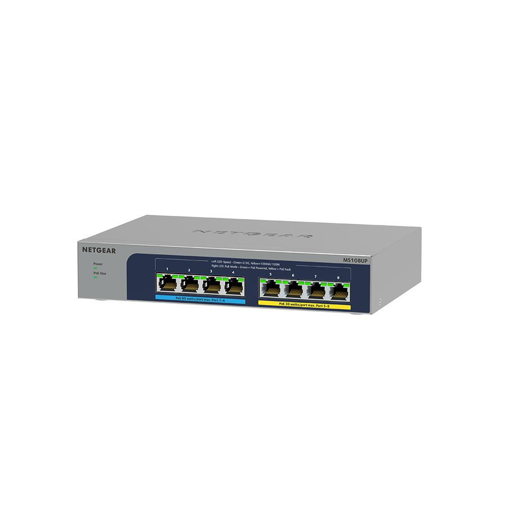 NETGEAR MS108UP Non-géré 2.5G Ethernet (100 1000 2500) Connexion Ethernet, supportant l'alimentation via ce port (PoE) NETGEAR MS108UP Non-géré 2.5G Ethernet (100 1000 2500) Connexion Ethernet, supportant l'alimentation via ce port (PoE)