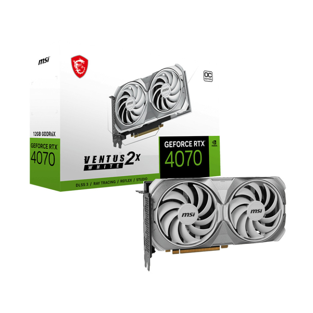 MSI VENTUS GeForce RTX 4070 2X WHITE 12G OC NVIDIA 12 Go GDDR6X MSI VENTUS GeForce RTX 4070 2X WHITE 12G OC NVIDIA 12 Go GDDR6X