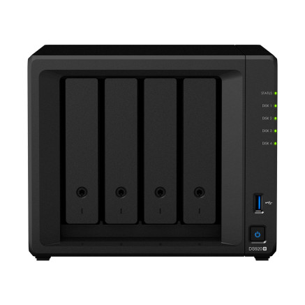 Synology DiskStation DS920+ serveur de stockage NAS Mini Tower Intel® Celeron® J4125 4 Go DDR4 0 To DiskStation Manager Noir