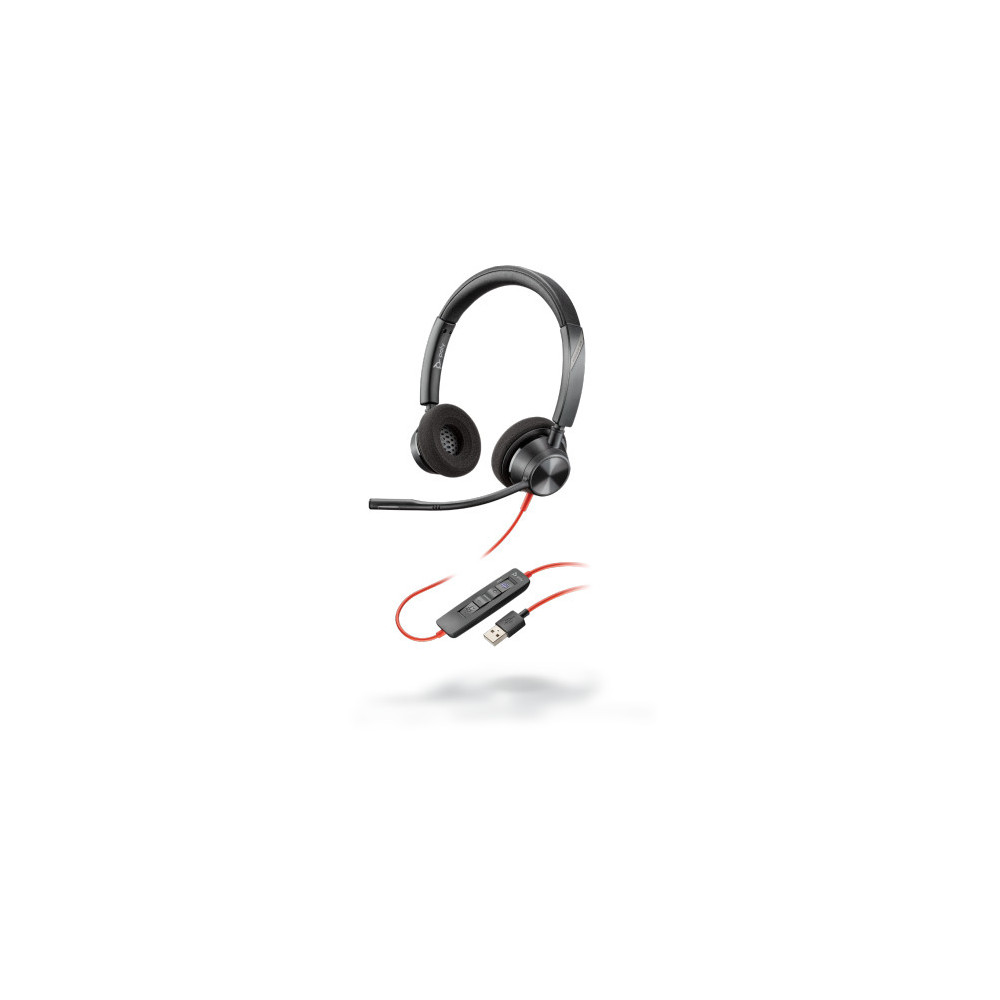 POLY Blackwire 3320 Casque Avec fil Arceau Bureau Centre d'appels USB Type-A Noir, Rouge POLY Blackwire 3320 Casque Avec fil Arceau Bureau Centre d'appels USB Type-A Noir, Rouge