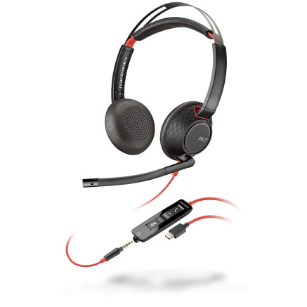 POLY Blackwire 5220 Casque Avec fil Arceau Bureau Centre d'appels USB Type-C Noir