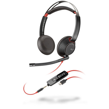 POLY Blackwire 5220 Casque Avec fil Arceau Bureau Centre d'appels USB Type-C Noir